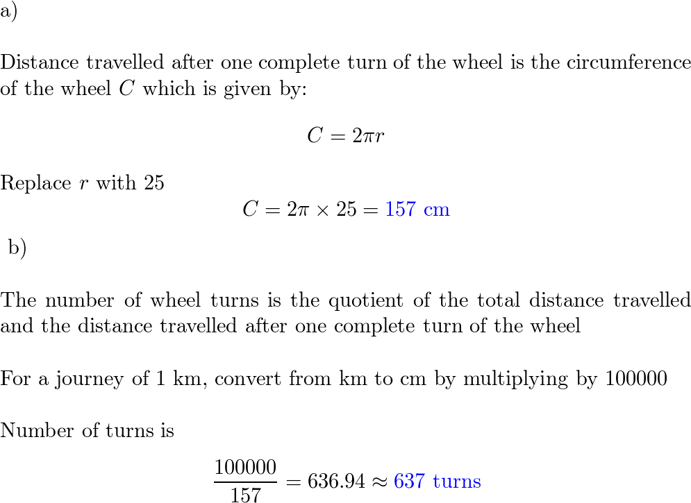 The Wheel Of A Car Has An Outer Radius Of 25 Cm Calculate Quizlet