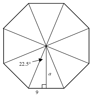 Find the area of a regular octagon with side length 18 cm. | Quizlet