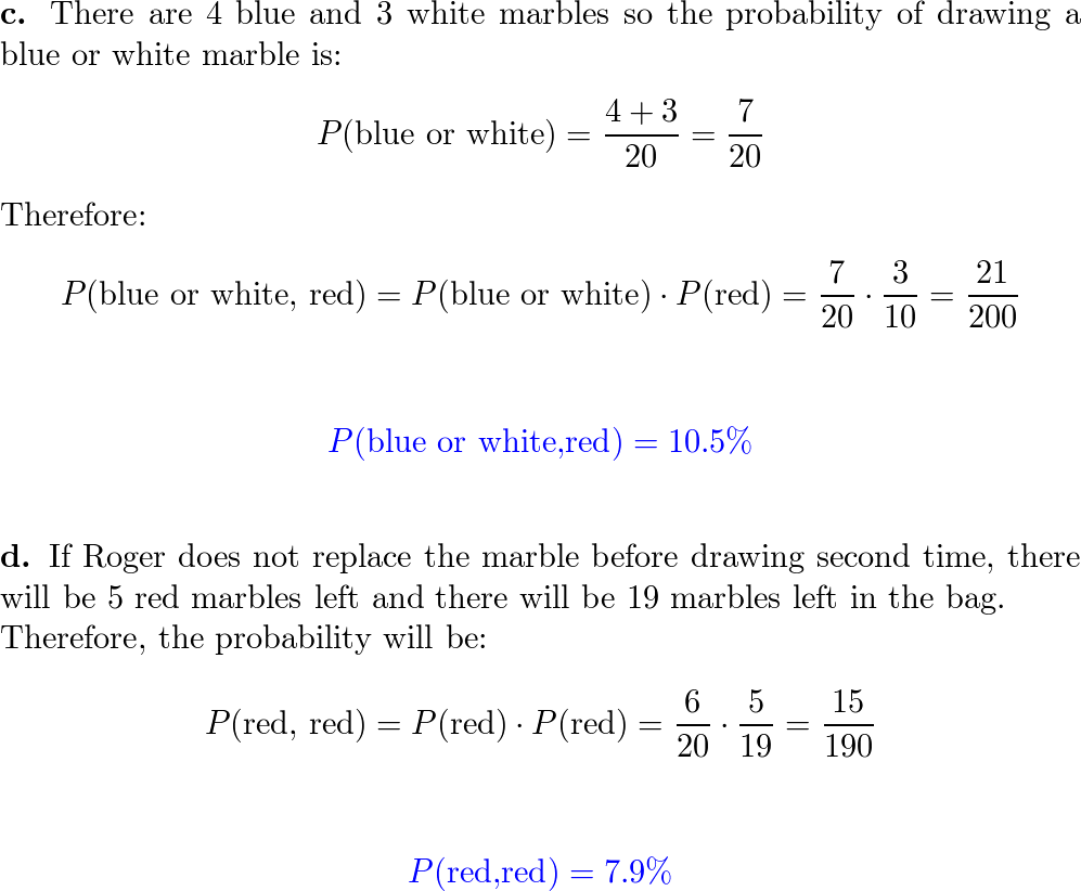 Solved container contains 6 blue marbles, 4 red marbles and