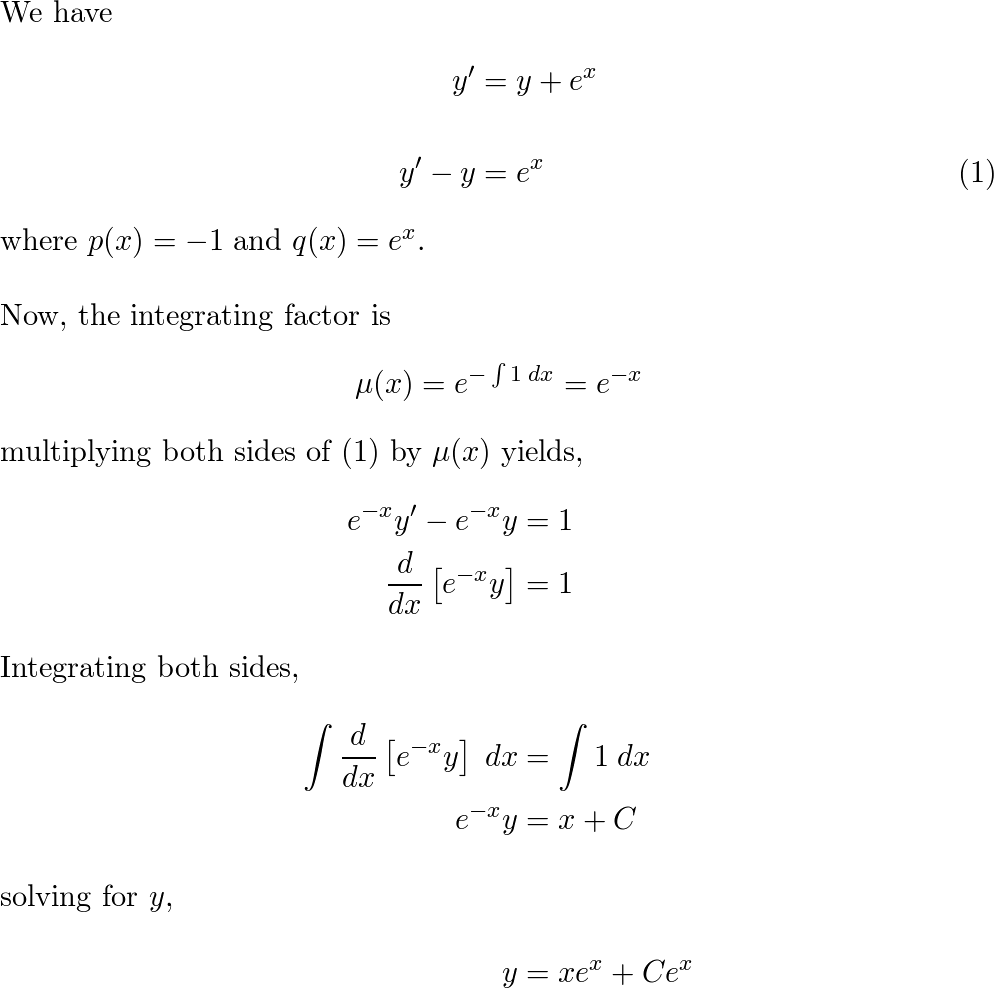 Solve the following differential equations by using integrat | Quizlet