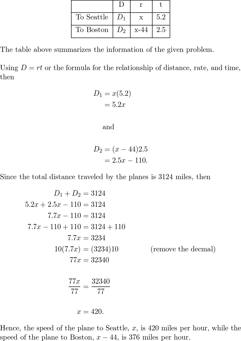 Two planes leave from Atlanta Georgia. One makes a 5.2 hr Quizlet