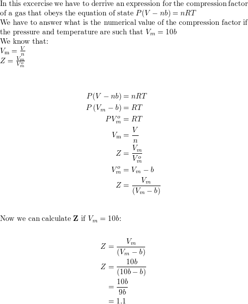 SOLVED: Derive an expression for the compression factor of a gas