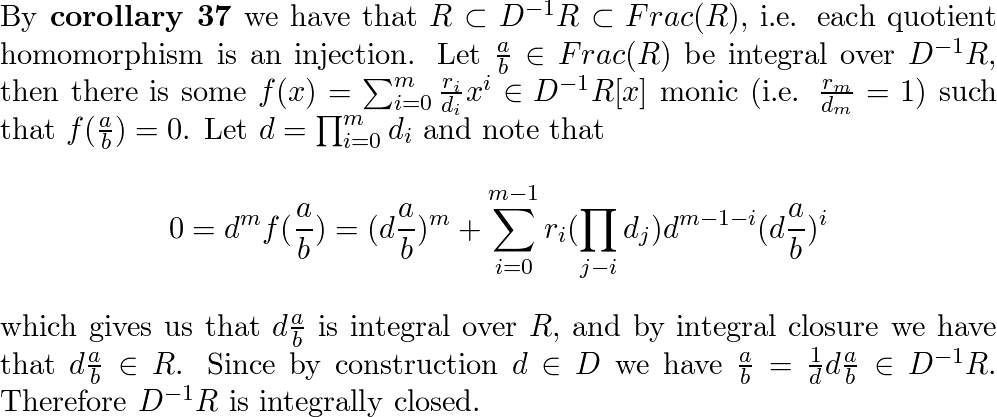 Prove that if R is an integrally closed integral domain and Quizlet