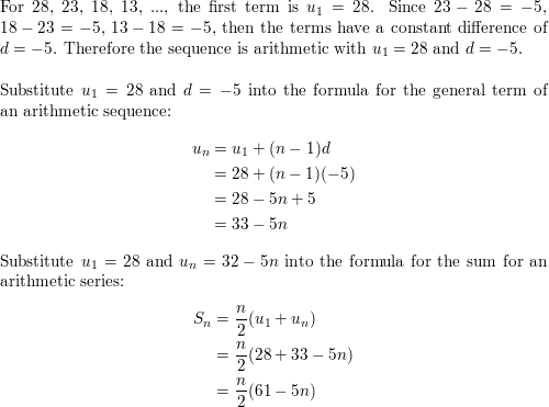 Show that $28,23,18,13, \ldots.$ is arithmetic and hence fin | Quizlet