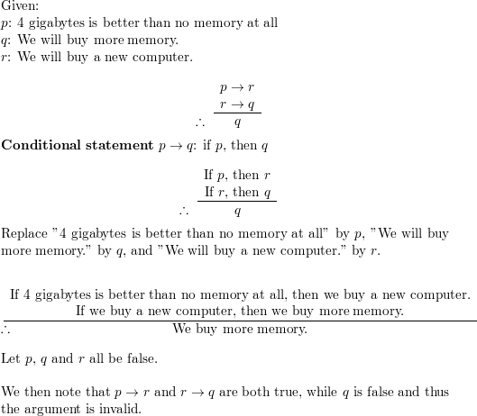 Write The Given Argument In Words And Determine Whether Each Quizlet