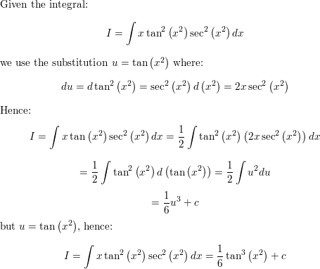 Evaluate The Integral Math Int X Tan 2 Left X 2 Right Sec 2 Left X 2 Right D X Math Homework Help And Answers Slader