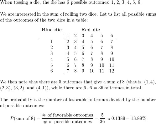 Two 6-sided dice are rolled. What is the probability that at least one of  the dice shows a 1? – Finite Mathematics