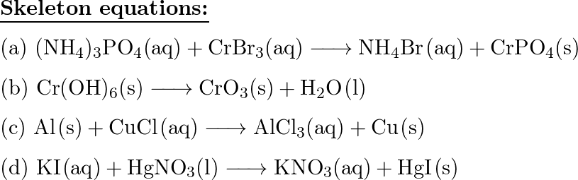 Write skeleton equations for the following reactions a. ammo | Quizlet