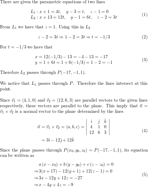 Show That The Lines Left Begin Array L L L 1 X 1 4 T Y 3 T