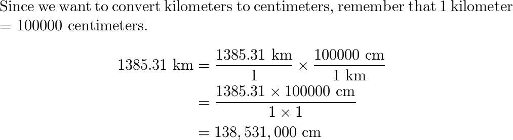 1 kilometer in outlet centimeters