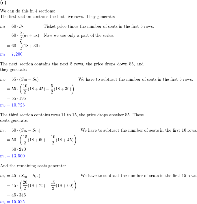 In a 20 row theater the number of seats in a row increases Quizlet