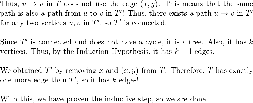 Prove that a tree with n vertices has n-1 edges 