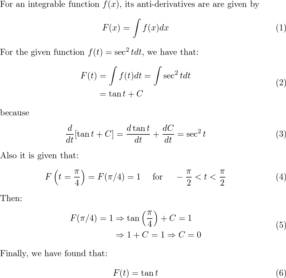 For the following functions f, find the antiderivative F tha | Quizlet