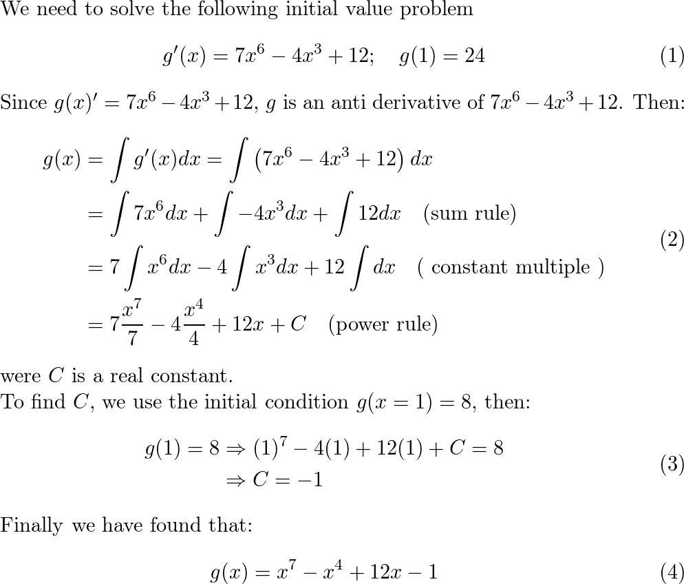 solution of the following initial value problems