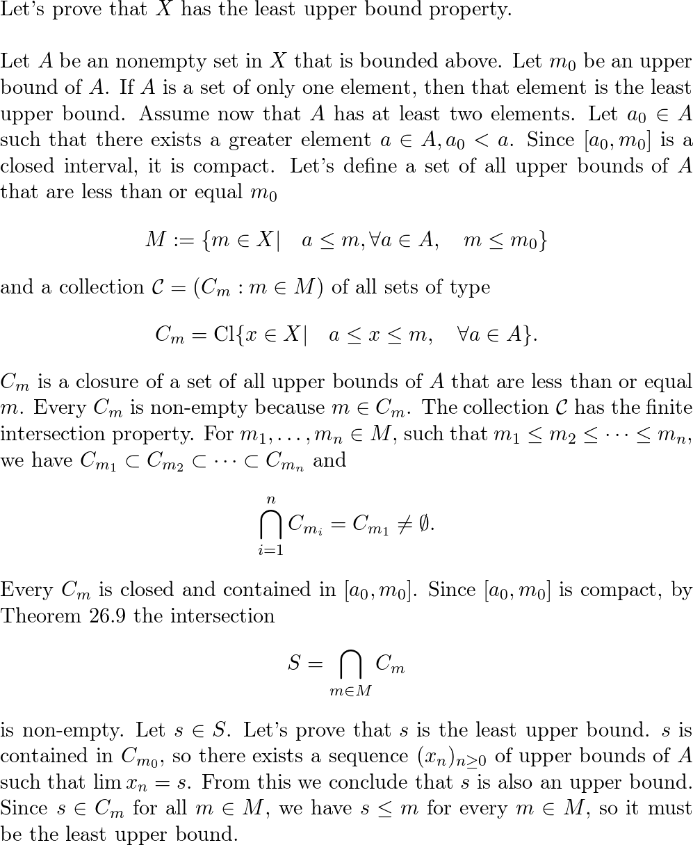 Prove that if X is an ordered set in which every closed inte Quizlet