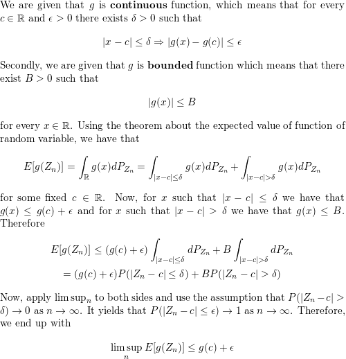 Let Z N N Geq 1 Be A Sequence Of Random Variables And C A Constant Such That For Each Varepsilon 0 P Z N C Epsilon Rightarrow 0 As N Rightarrow