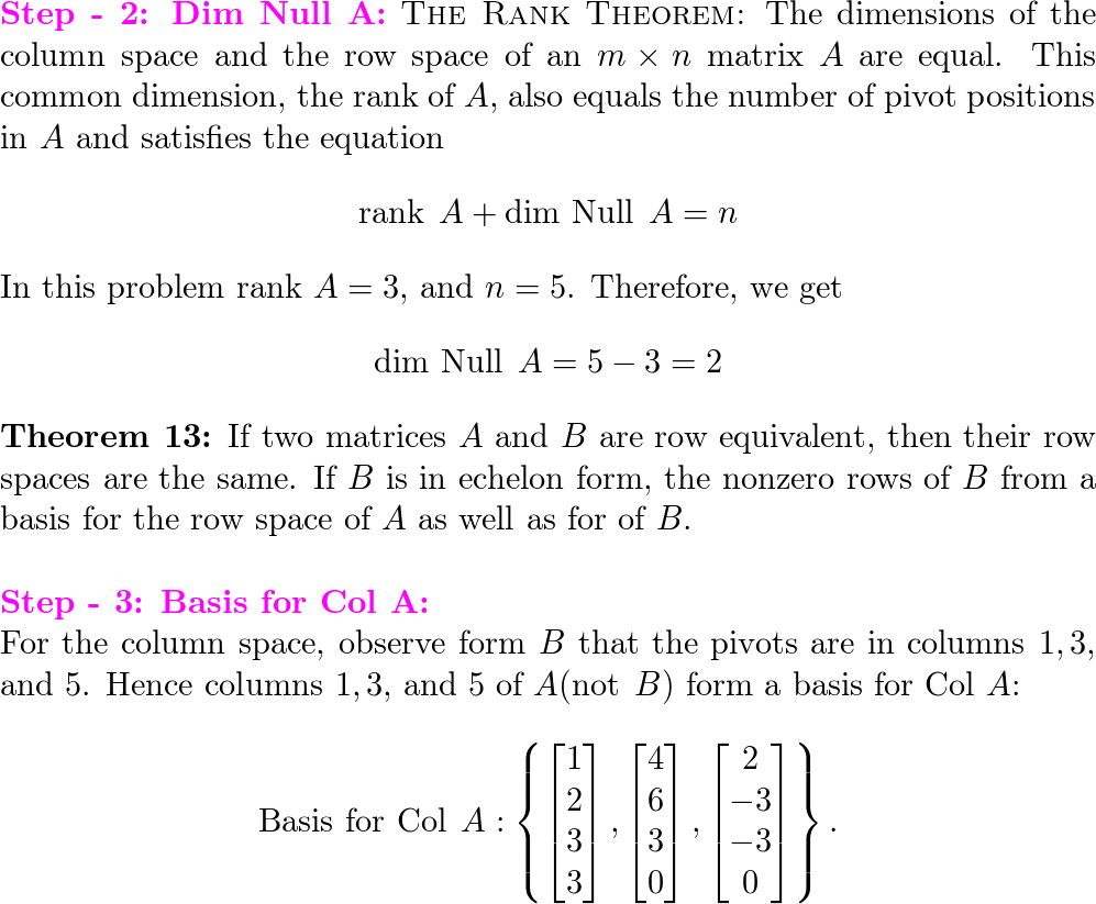 Assume that the matrix A is row equivalent to B. Without cal Quizlet