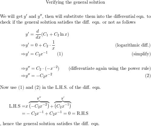 Verify That The General Solution Satisfies The Differential Quizlet