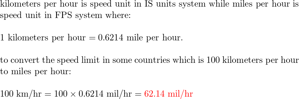 What is 100 km top in miles per hour