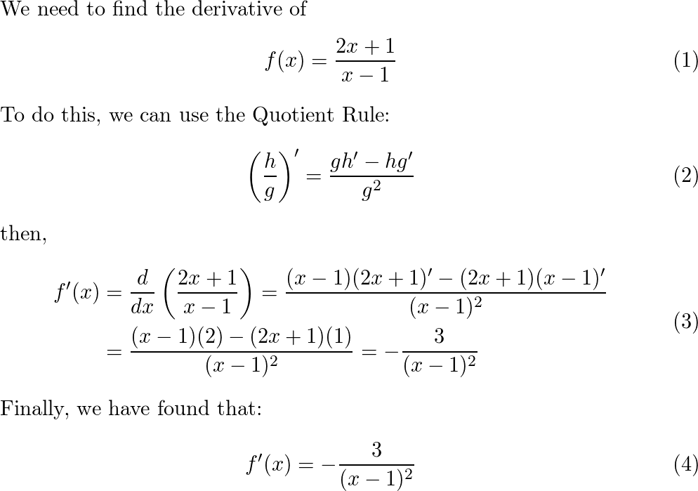 Find and simplify the derivative of the following functions. Quizlet