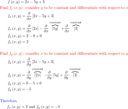 Find Both First Partial Derivatives F X Y 2x 5y 3 Quizlet