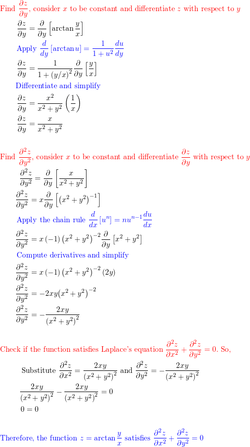 Show That The Function Satisfies Laplace S Equation Z Quizlet