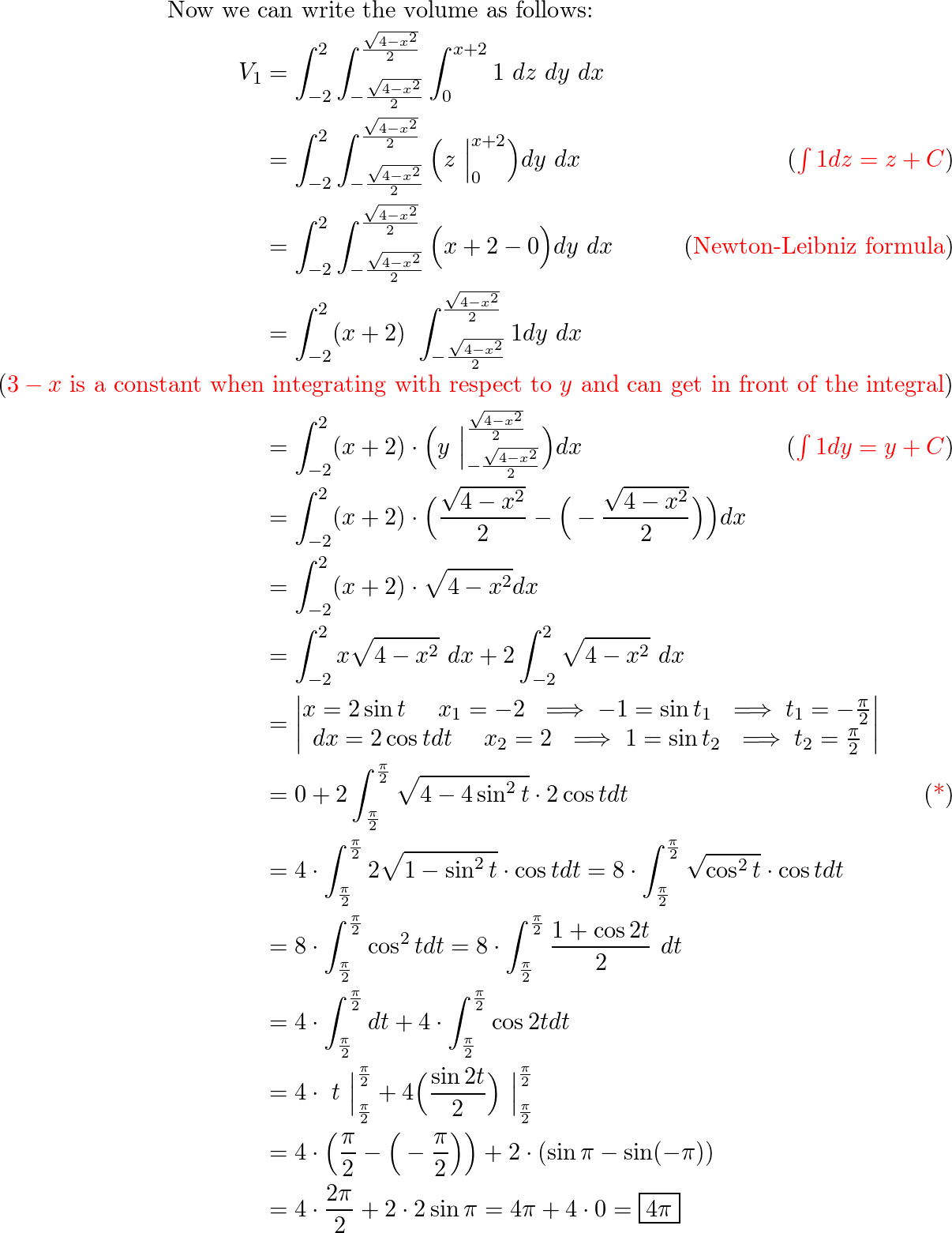 Find the volume of the region. The region cut from the solid | Quizlet