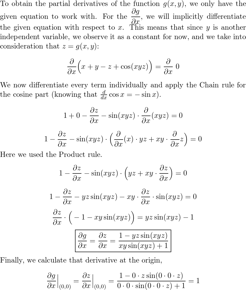 Show that the equation $x + y − z +cos(xyz) = 0$ can be so | Quizlet