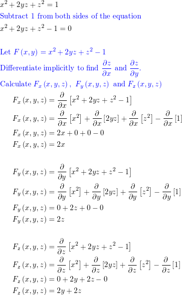 Differentiate Implicitly To Find The First Partial Derivativ Quizlet