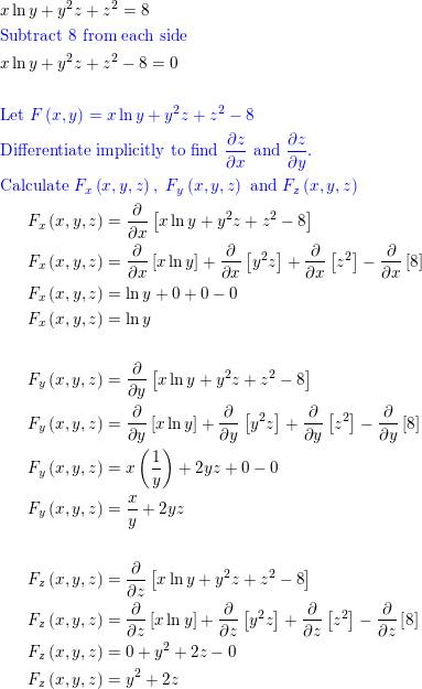 Differentiate Implicitly To Find The First Partial Derivativ Quizlet