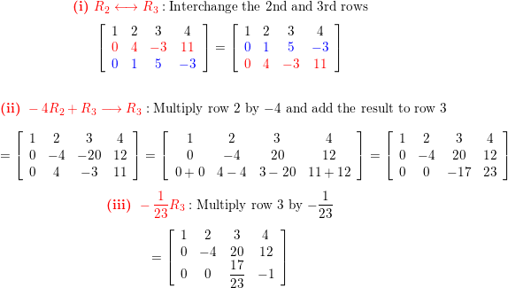 Perform the indicated elementary row operations in the state Quizlet