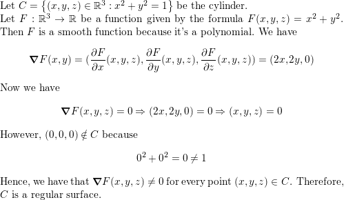 Show That The Cylinder Left X Y Z In R 3 X 2 Y Quizlet