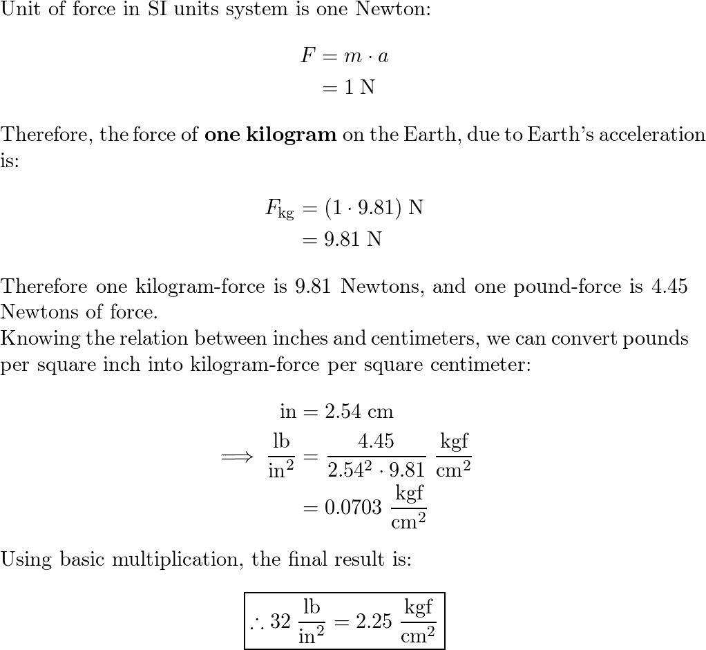 Kilogram force per outlet square centimeter