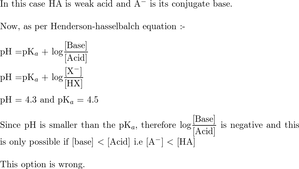 A Buffer Contains A Weak Acid Ha And Its Conjugate Base