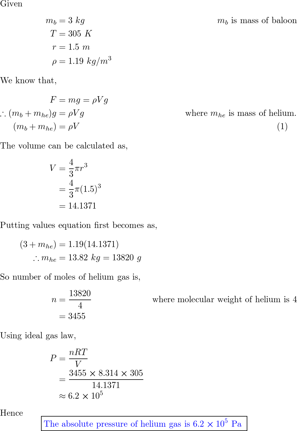 A Spherical Balloon Is Made From A Material Whose Mass Is 3. 