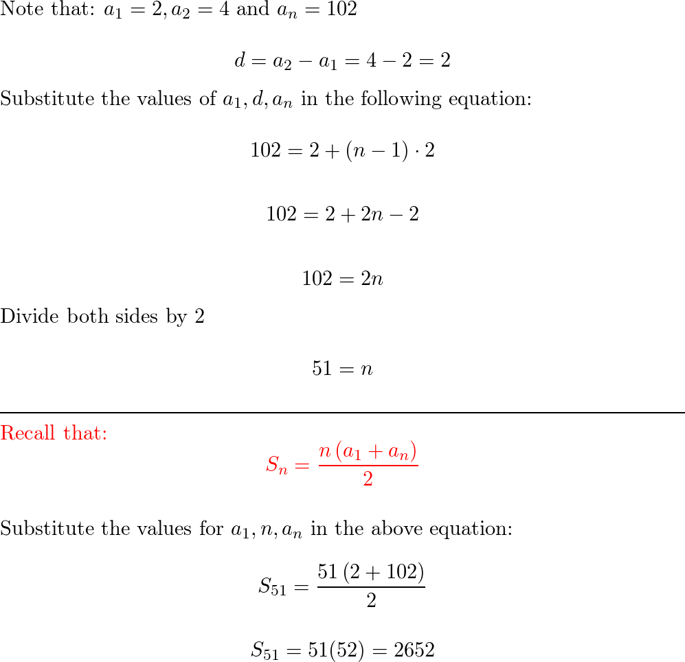 Find The Sum Of Each Arithmetic Sequence 2 4 6 Quizlet 6779