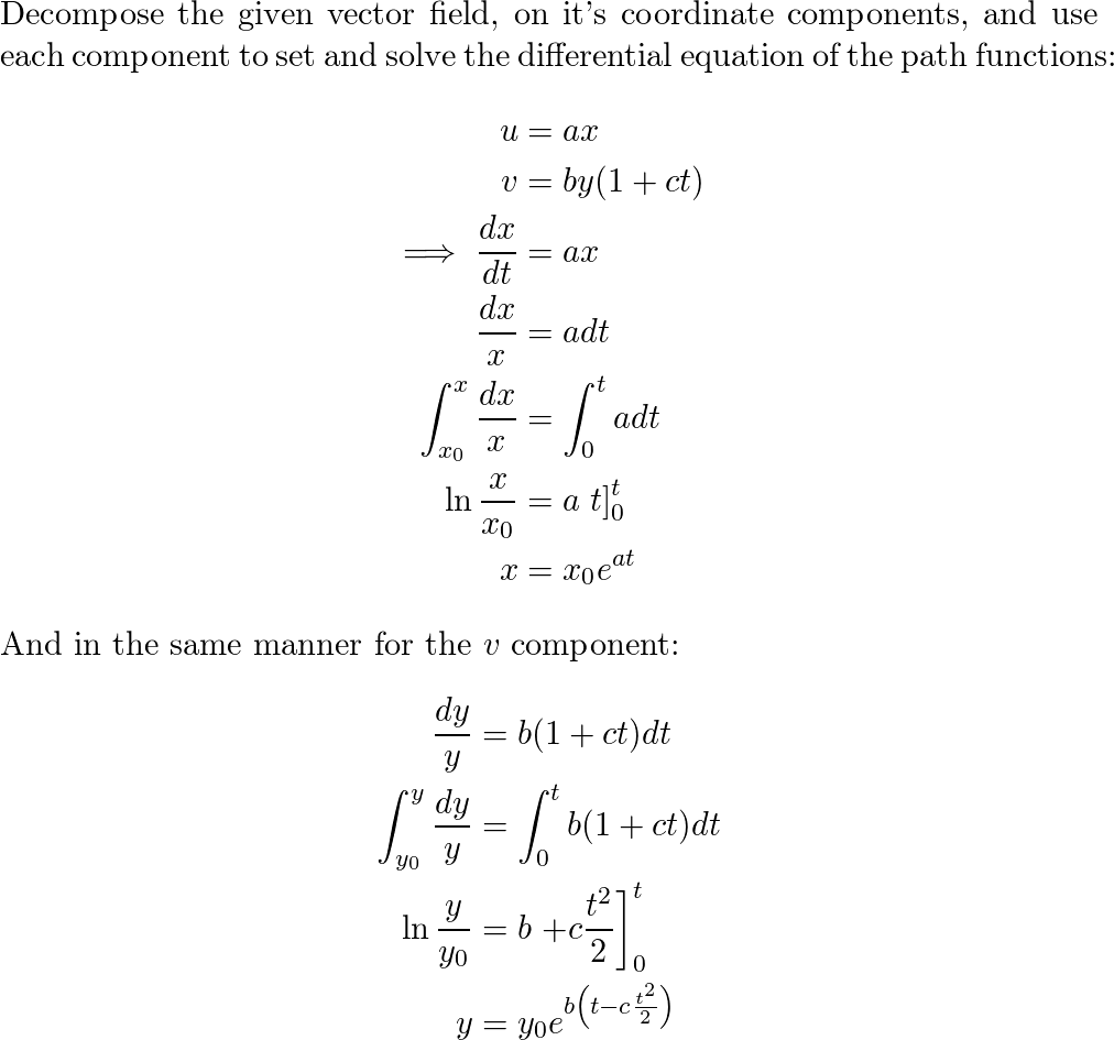 Consider the velocity field $V=a x \hat{i}+b y(1+c t) \hat{j | Quizlet