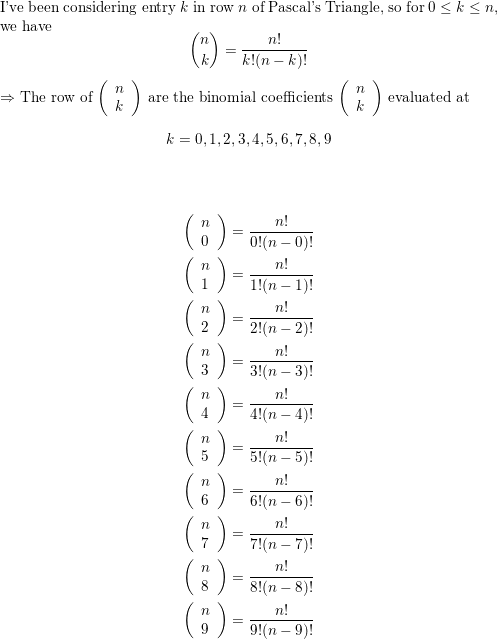 What is the row of Pascal s triangle containing the binomial Quizlet