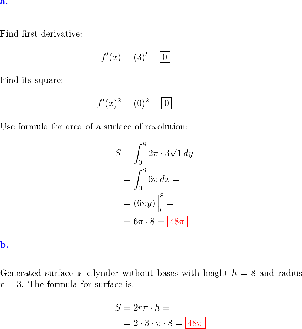 A surface is generated by revolving the line x=3, for $0 \le | Quizlet