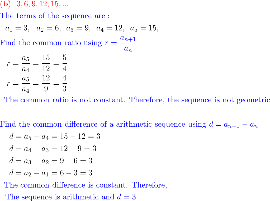 What is the common ratio of 3 6 9 12 15?