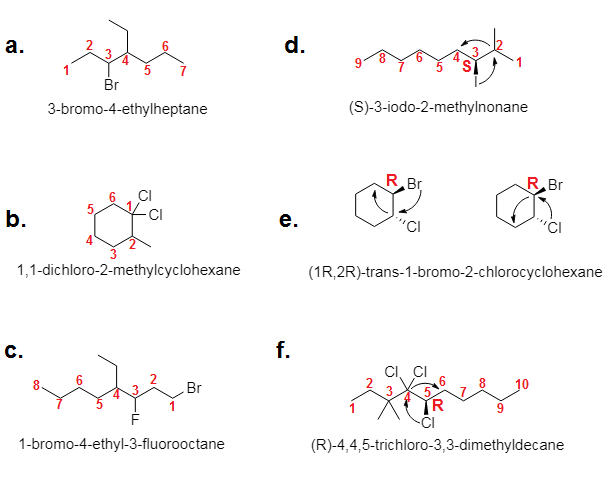 Give the structure corresponding to each name. a. 3-bromo-4- | Quizlet