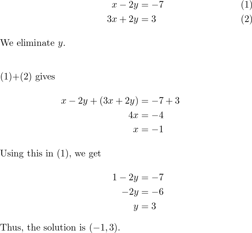 solving linear systems by elimination assignment quizlet