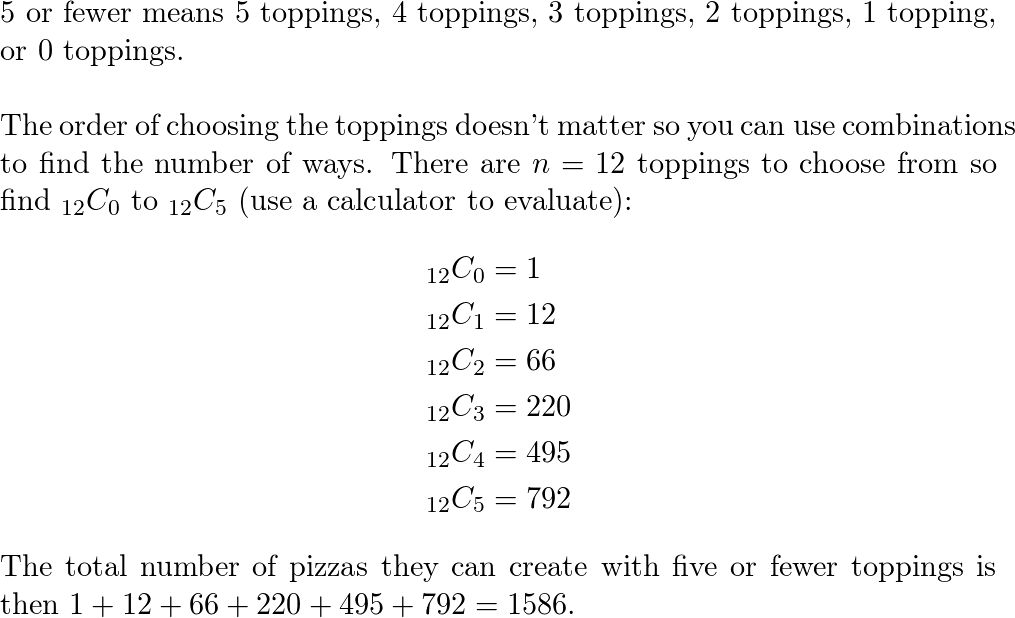 A pizza parlor has 7 toppings available discrete