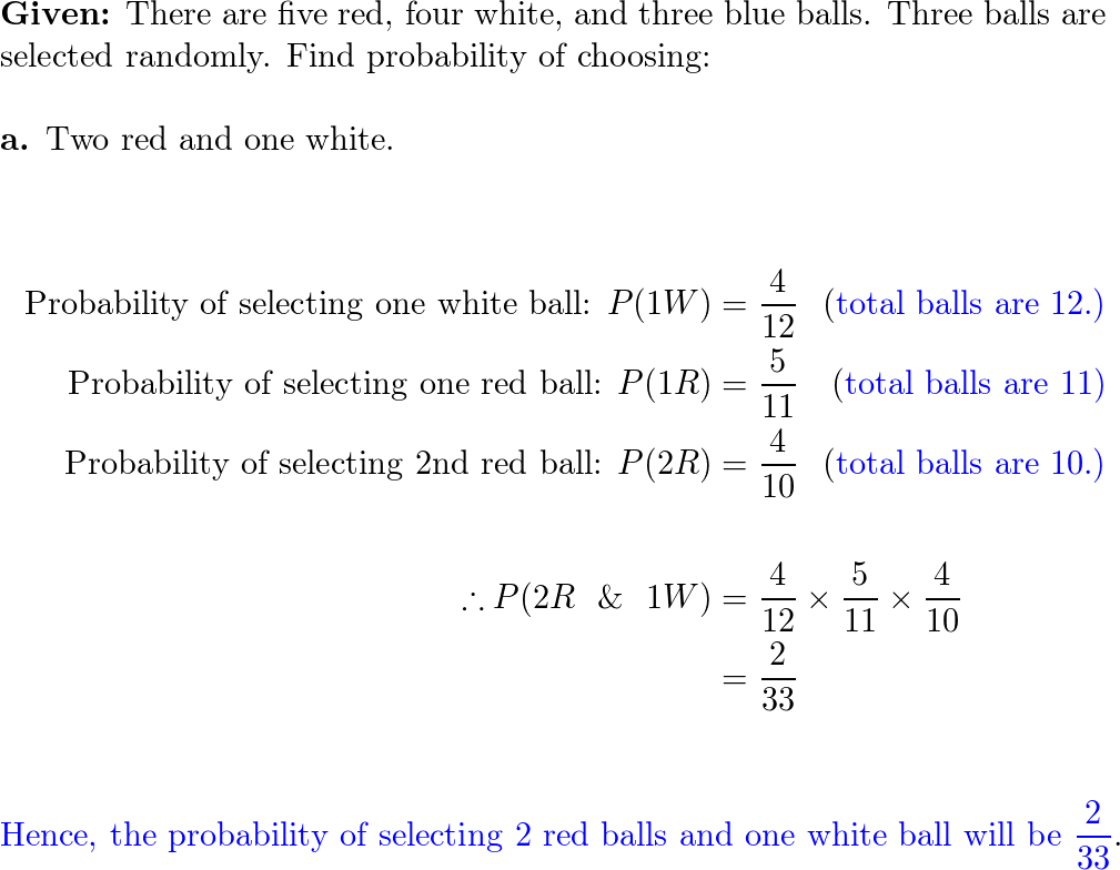 A jar contains five red, four white, and three blue balls. I | Quizlet