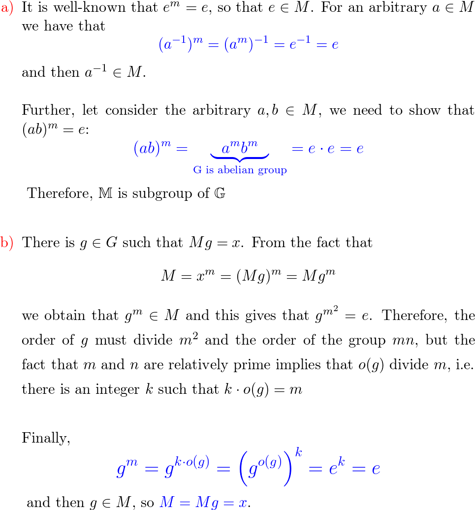 Let $G$ Be An Abelian Group Of Order $m N ,$ Where $m$ And $ | Quizlet