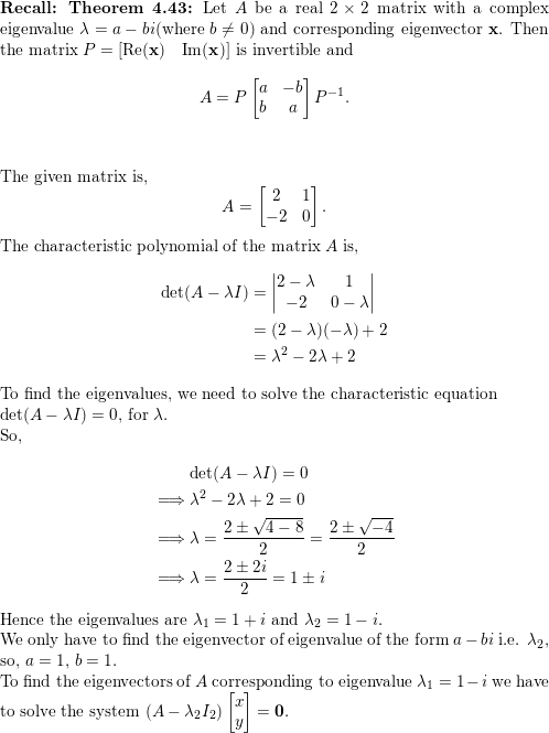 Find an invertible matrix P and a matrix C of the form Quizlet