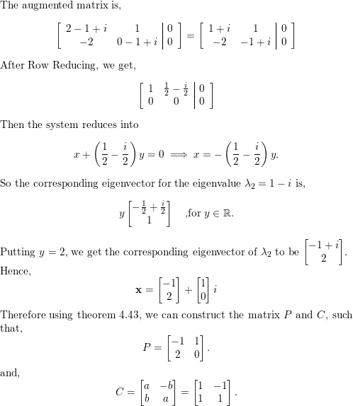 Find an invertible matrix P and a matrix C of the form Quizlet