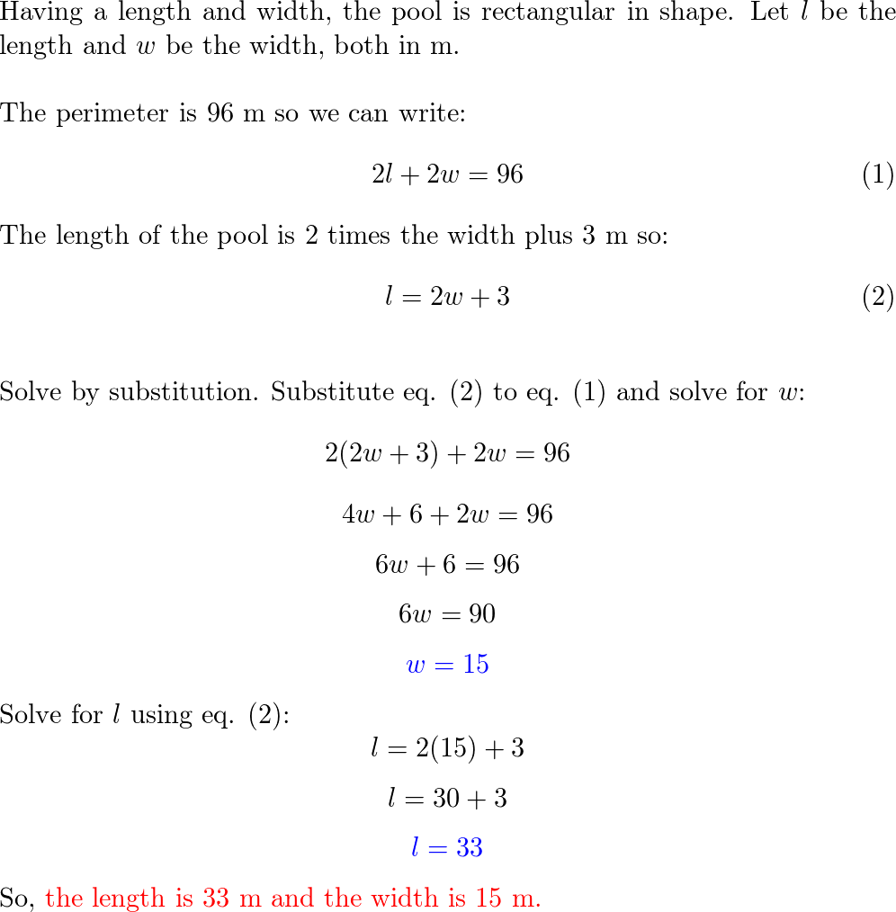 a-swimming-pool-has-a-perimeter-of-96-m-the-length-is-3-m-m-quizlet