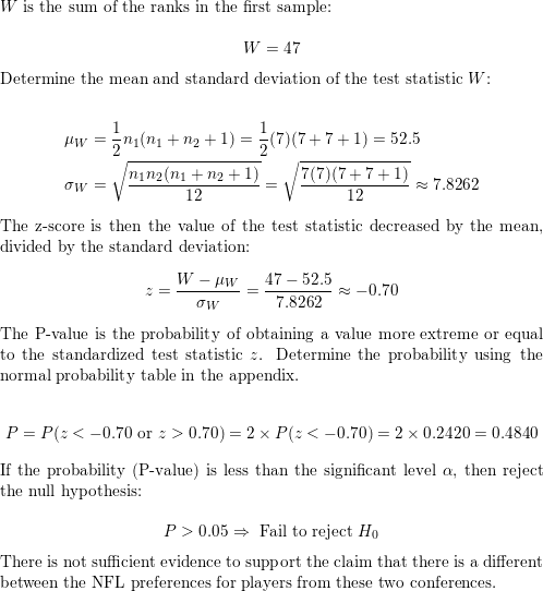 Solved The National Football League (NFL) holds its annual