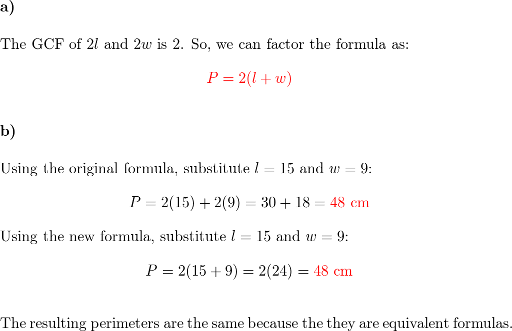 Solve the Literal Equation P = 2L + 2W for L 